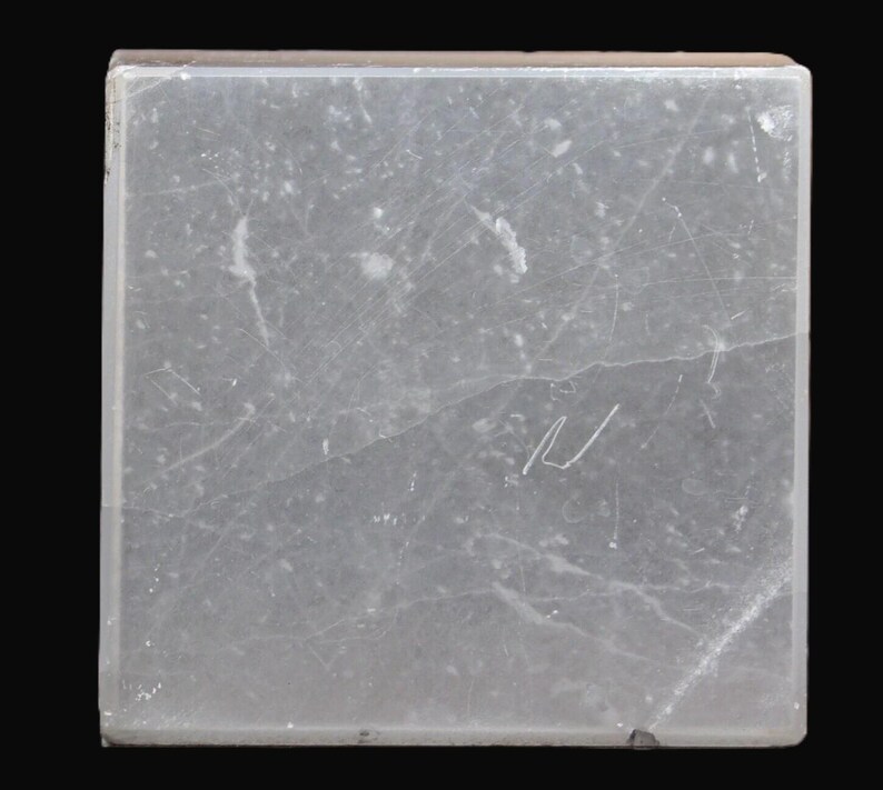 Natural White Selenite Cube - High Vibration Charging Stone Crystal Cleansing & Meditation - 60MM Polished Square image 4