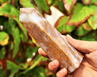 Gran piedra de halita natural de 150 mm para curación, meditación metafísica, punto de torre de obelisco