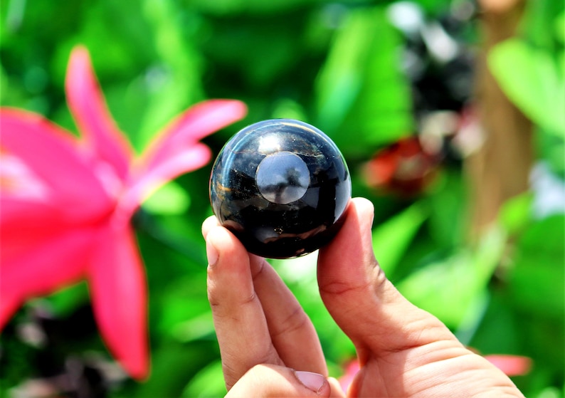 Natural Cat Eye Blue Hawks Eye Stone 45MM Reiki Aura Etsy