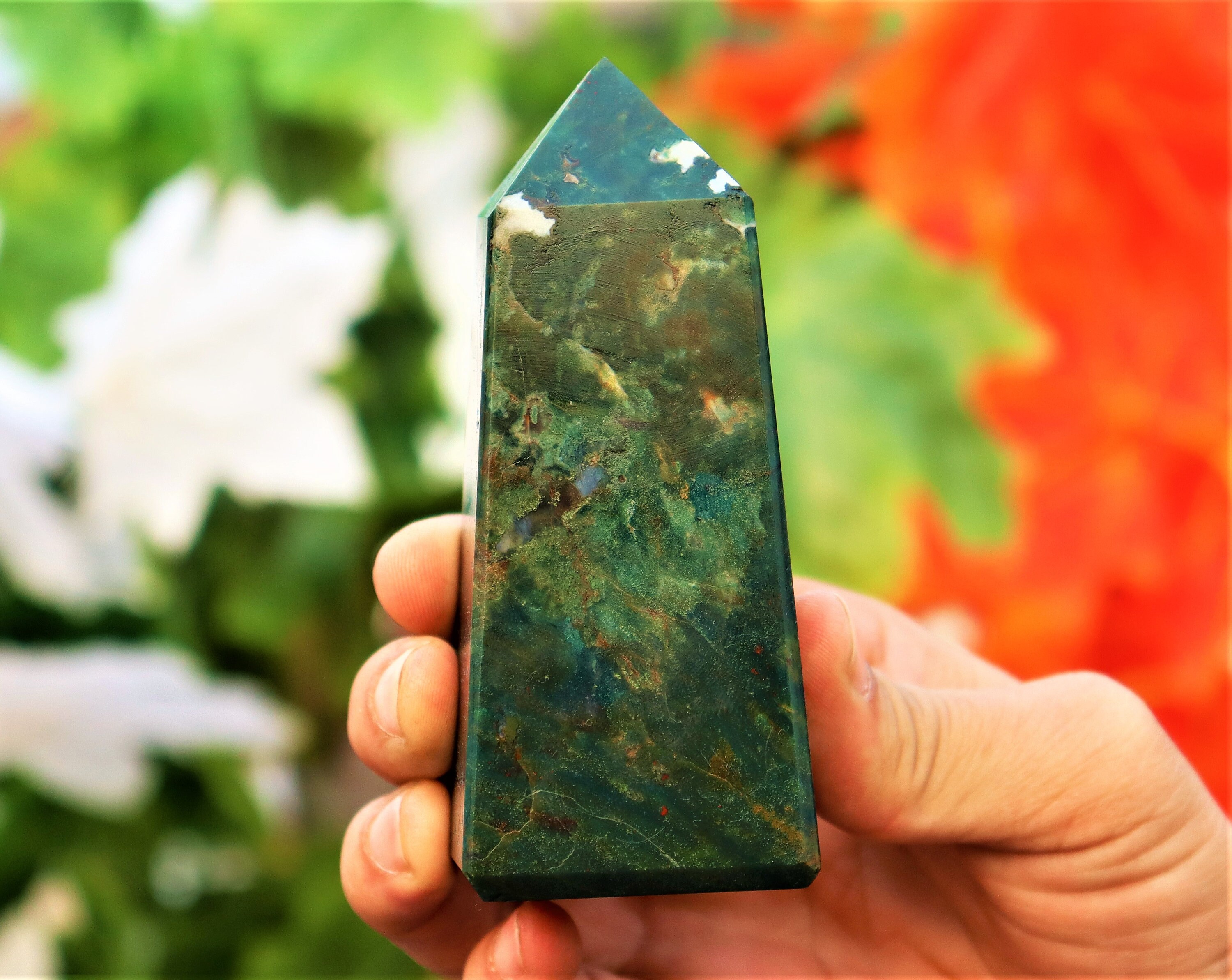 Egyptian Large 100MM 4 Sided Natural Green Bloodstone Healing Etsy