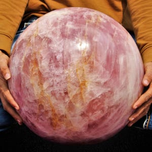 345mm Huge Pink Rose Quartz Sphere Massive Crystal Ball Chakra Balance Gemstone Ball image 3