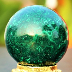 Green Malachite Crystal Sphere: 45MM Healing Stone Decor