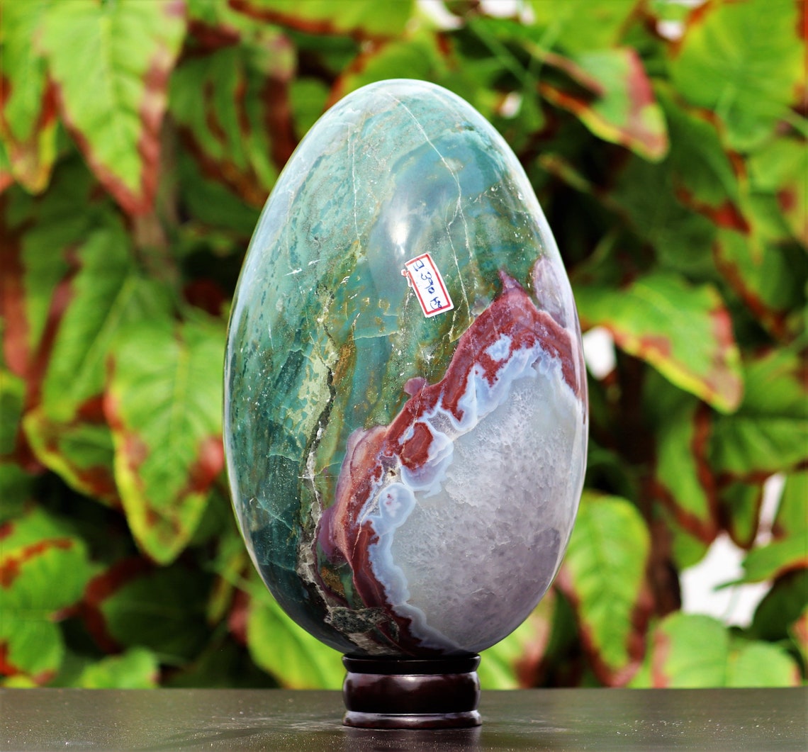 Huge 250MM Natural Green Plume Agate Stone Aura Healing Etsy