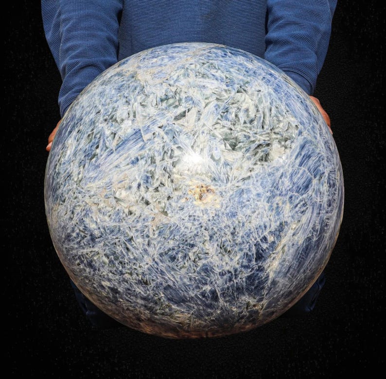 400MM Blue Kyanite Crystal Sphere: Natural Healing Stone Decor image 9