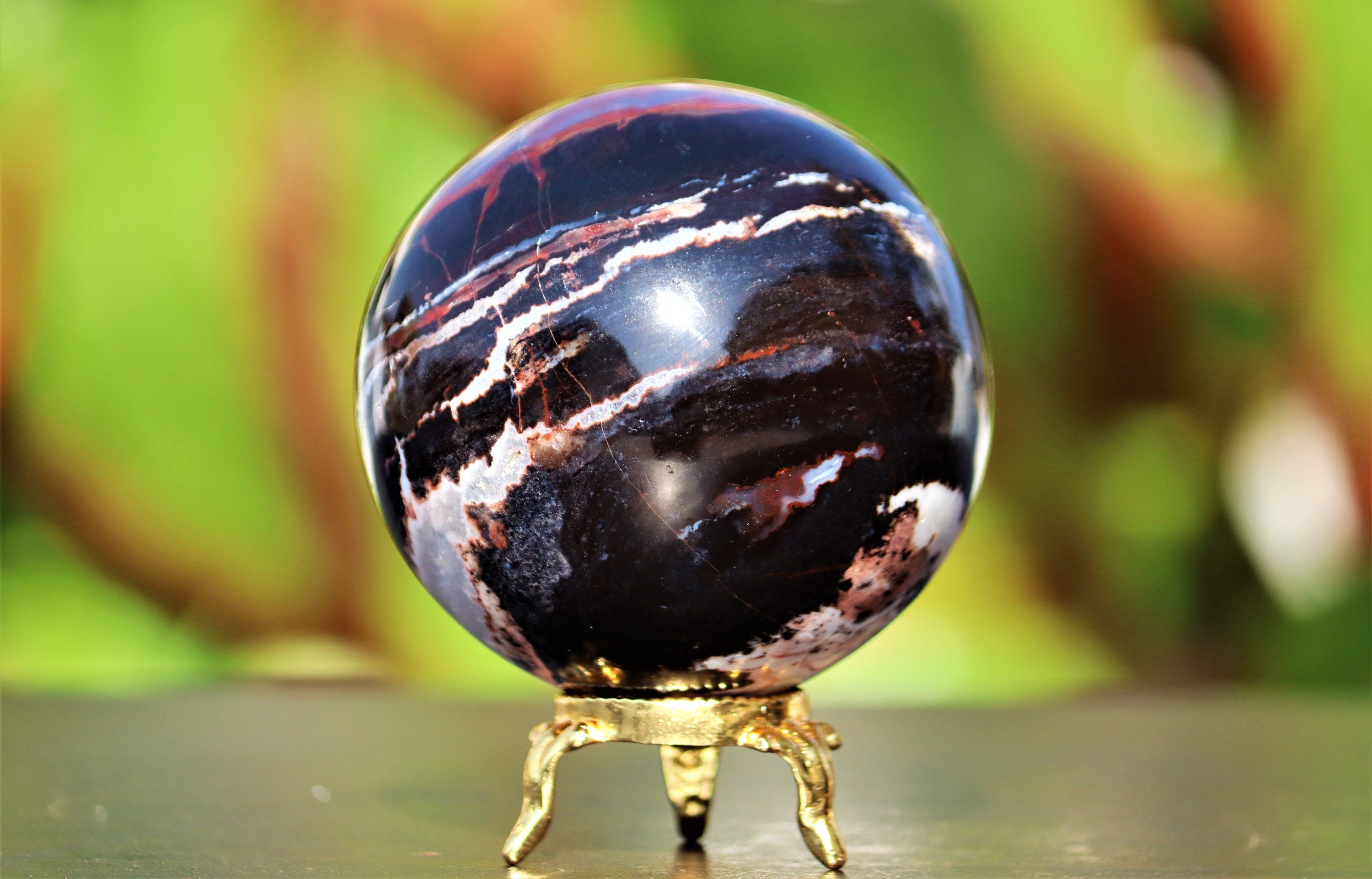 Large 75MM Natural Black Imperial Jasper Stone Healing Etsy