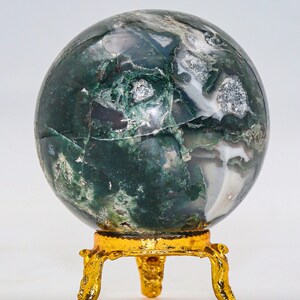 Green Moss Agate Sphere: Chakra Balancing Crystal, Reiki Energy Decor (55MM) image 2