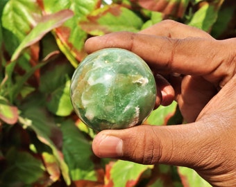 Small Green Fluorite Quartz Crystal Ball - 50MM Gemstone Sphere for Energy Healing, Spiritual Meditation & Chakra Gift