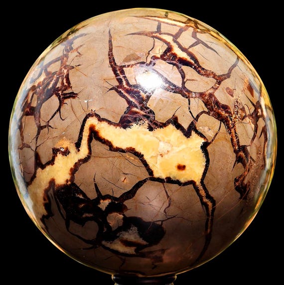 Yellow Septarian Sphere (235MM): Reiki Crystal Home Decor