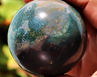 65MM Green Bloodstone Sphere: Chakra Balancing Crystal Decor