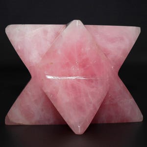 80MM Pink Rose Quartz Merkabah Chakra Energy Stone Natural Healing Tetrahedron Metaphysical Gift Unique Peace Love Stone Gift Gemstone Star