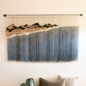 Dunes, Macrame Wall Hanging, Fiber Art, Dip Dye Tapestry, Wall Hangings, woven wall hanging, Coastal Ocean theme, Nautical Home Decor, Large