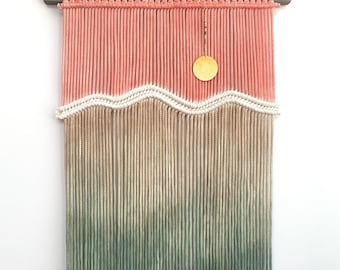 Sunset Macrame Wall Hanging, Moon Fiber Art Tapestry, Moon Phase, Dip Dye, Wall Hangings, Constellation, Zodiac, Boho