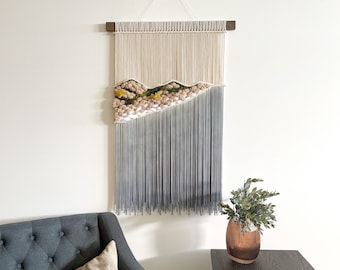 Dunes, Macrame Wall Hanging, Fiber Art, Dip Dye Tapestry, Wall Hangings, woven wall hanging, Coastal Ocean theme, Nautical Home Decor, Large