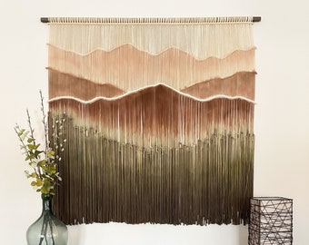 Copper Ridge, macrame wall hanging, fiber art, yarn wall hanging, wall decor, wall art, large mountain, dip dye tapestry, wall hangings