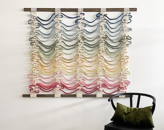 Landscape Dip Dye Fiber Art, Macrame wall hanging, minimalist decor, Contemporary Wall, rope art living room, gradient ombre, headboard