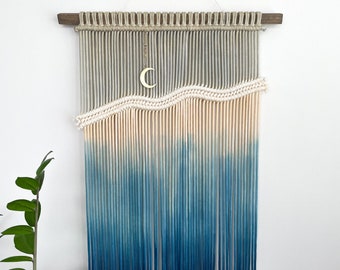 Twilight Macrame Wall Hanging, Moon Fiber Art Tapestry, Moon Phase, Dip Dye, Wall Hangings, Constellation, Zodiac, Beachy