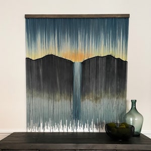 Cascade, Nature home decor, Wall Decor, wall hangings, macrame wall hanging, fiber art, yarn wall hanging, dip dye tapestry, mountain art image 1