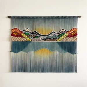 Tranquility, Wall Decor, wall art decor, wall hanging, macrame wallhanging, fiber art, yarn wall hanging, mountain decor, woven wall hanging