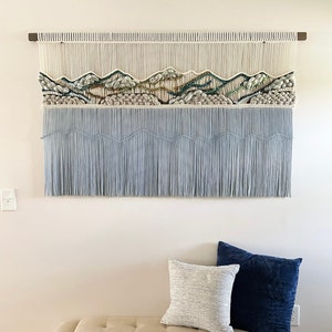 Large Alpine, macrame wall hanging, fiber art, yarn wall hanging, wall decor, wall art, large mountain, dip dye tapestry, wall hangings