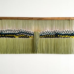 Emerald Falls, Nature home decor, Wall Decor, wall hangings, macrame wall hanging, fiber art, yarn wall hanging, dip dye tapestry, mountain