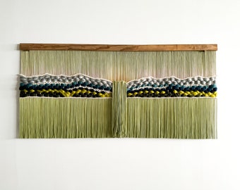 Smaragd Falls Wandteppich: Dip Dye Mountain Fibre Art Wandbehang