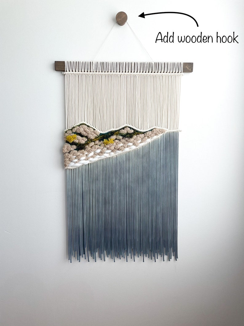 Dunes, Macrame Wall Hanging, Fiber Art, Dip Dye Tapestry, Wall Hangings, woven wall hanging, Coastal Ocean theme, Nautical Home Decor, Large image 2