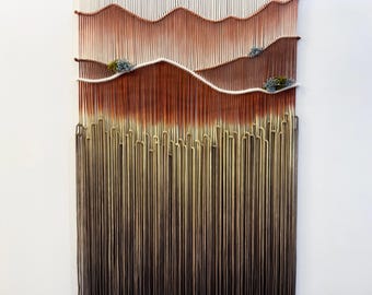 Sedona Makramee Wandbehang: Dip Dye Fibre Art Wandteppich