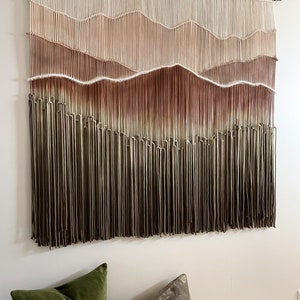 Copper Ridge, macrame wall hanging, fiber art, yarn wall hanging, wall decor, wall art, large mountain, dip dye tapestry, wall hangings image 5