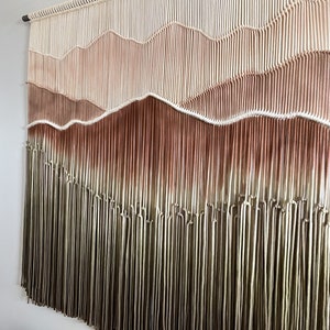 Copper Ridge, macrame wall hanging, fiber art, yarn wall hanging, wall decor, wall art, large mountain, dip dye tapestry, wall hangings image 8