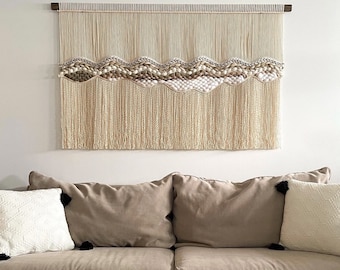 Hope Woven Macrame Wall Hanging, Boho Fiber Art Tapestry, Macrame headboard, Large Woven wallhanging, Farmhouse Art Decor