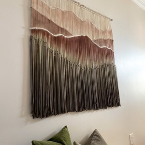 Copper Ridge, macrame wall hanging, fiber art, yarn wall hanging, wall decor, wall art, large mountain, dip dye tapestry, wall hangings image 7