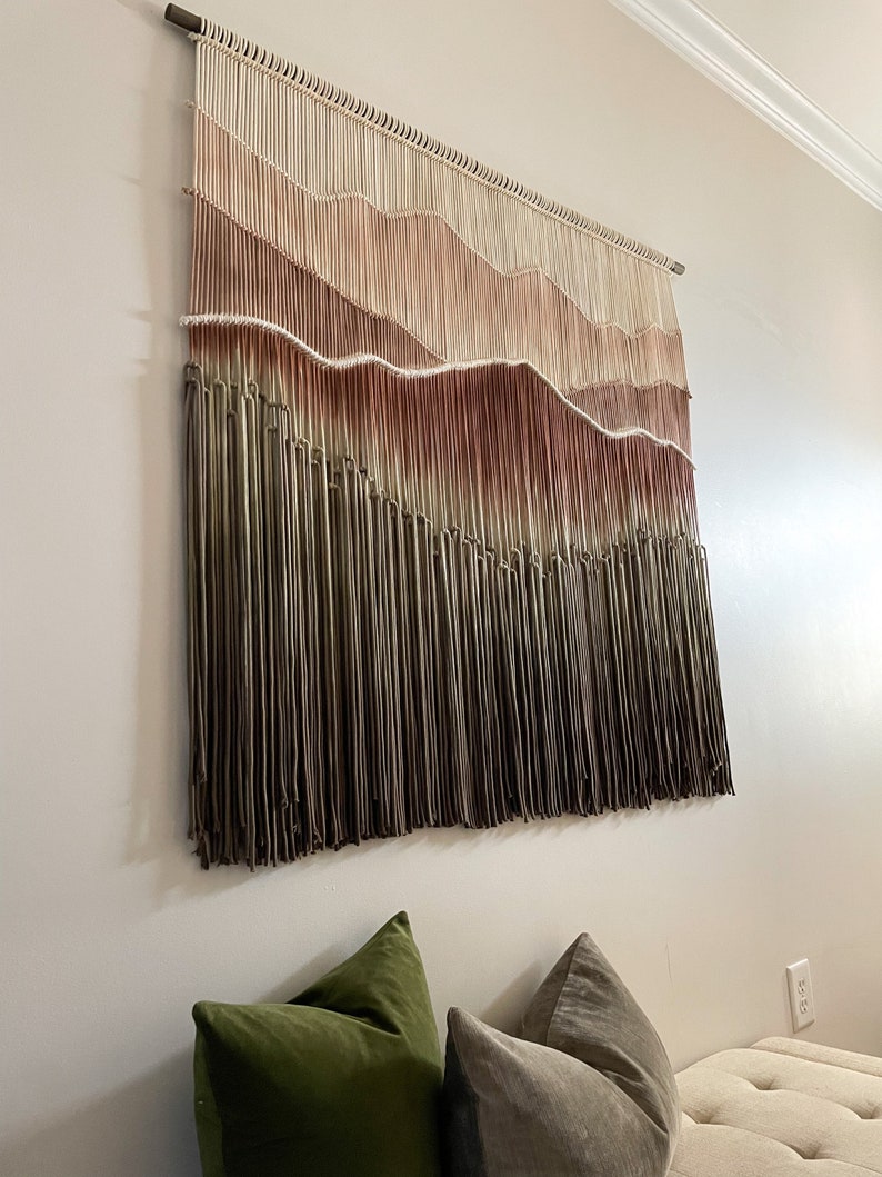 Copper Ridge, macrame wall hanging, fiber art, yarn wall hanging, wall decor, wall art, large mountain, dip dye tapestry, wall hangings image 7