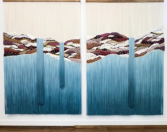 Large Macrame Wall Hanging: 'Hanging Lake' Fiber Art Tapestry