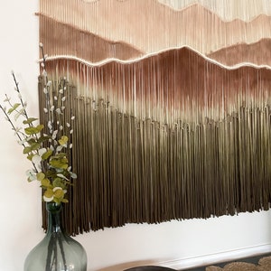 Copper Ridge, macrame wall hanging, fiber art, yarn wall hanging, wall decor, wall art, large mountain, dip dye tapestry, wall hangings image 3