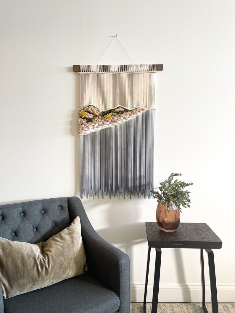 Dunes, Macrame Wall Hanging, Fiber Art, Dip Dye Tapestry, Wall Hangings, woven wall hanging, Coastal Ocean theme, Nautical Home Decor, Large image 1