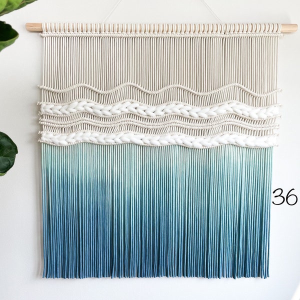 Waves, Large Macrame Wall hanging, wall art, wall tapestry, coastal home decor, living room wall art, fiber art, nautical decor, ocean theme