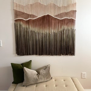 Copper Ridge, macrame wall hanging, fiber art, yarn wall hanging, wall decor, wall art, large mountain, dip dye tapestry, wall hangings image 2