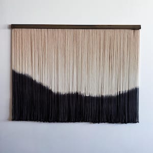 Dip Dye Fiber Art Yarn Wall Hanging: Modern Woven Tapestry
