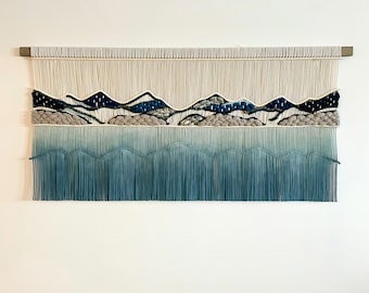 Ägäis Makramee Berg Wandbehang: Dip Dye Fibre Art Wandteppich