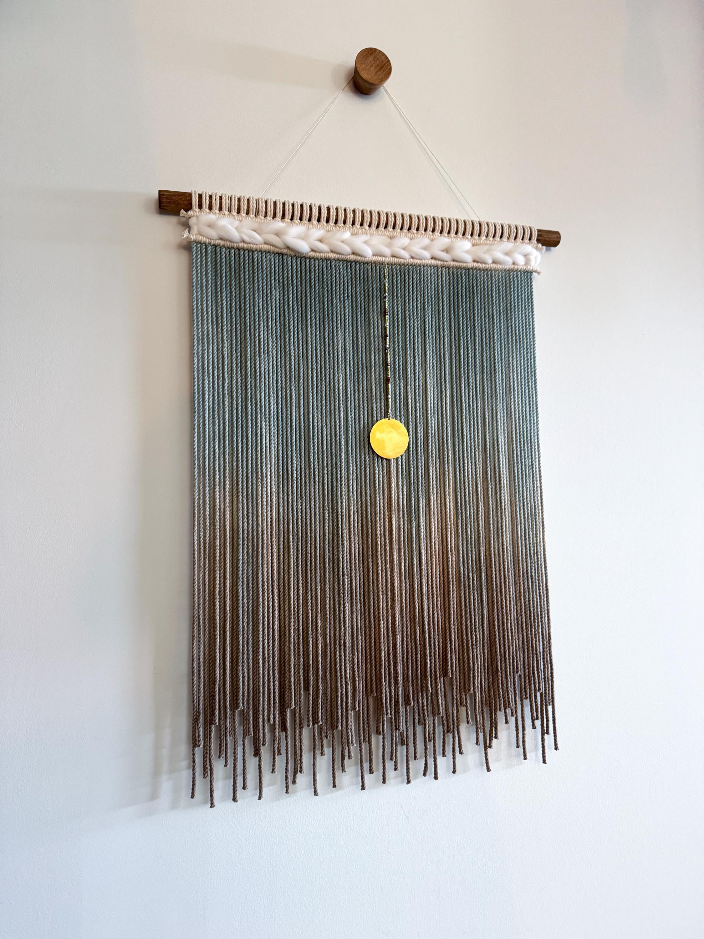 Luma Sky Ombre Woven Macrame Wall Hanging, Boho Tapestry, Macrame headboard, Yarn Wall hanging, Sunset Art Decor, Dip Dye Fiber Art