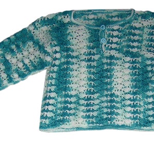 Feiner Kordrock Pullover 2 Teile Gr 92 98 weiß türkis Rock handmade girls skirt pullover for 2 3 years crochet sewed 2 pieces Bild 2