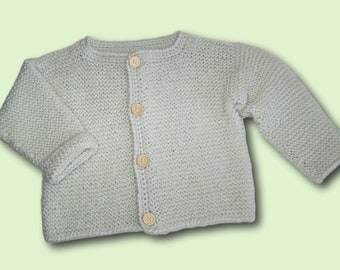 Baby Jacke  Strickjacke  Gr 80 86  Pastell Grün gestrickt mit Wollanteil handmade baby jacket for 12- 18 month light green knittet