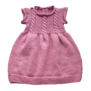 Baby Strickkleid Kleid Gr 62 68 altrosa mit Zopmuster neu handmade baby girls dress for 3 6 month pink lovely knittet Bild 3