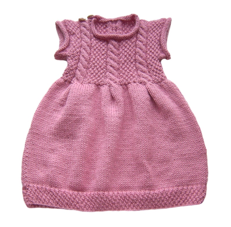 Baby Strickkleid Kleid Gr 62 68 altrosa mit Zopmuster neu handmade baby girls dress for 3 6 month pink lovely knittet Bild 3