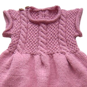 Baby Strickkleid Kleid Gr 62 68 altrosa mit Zopmuster neu handmade baby girls dress for 3 6 month pink lovely knittet Bild 2