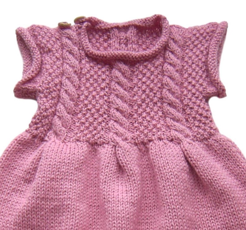 Baby Strickkleid Kleid Gr 62 68 altrosa mit Zopmuster neu handmade baby girls dress for 3 6 month pink lovely knittet Bild 2