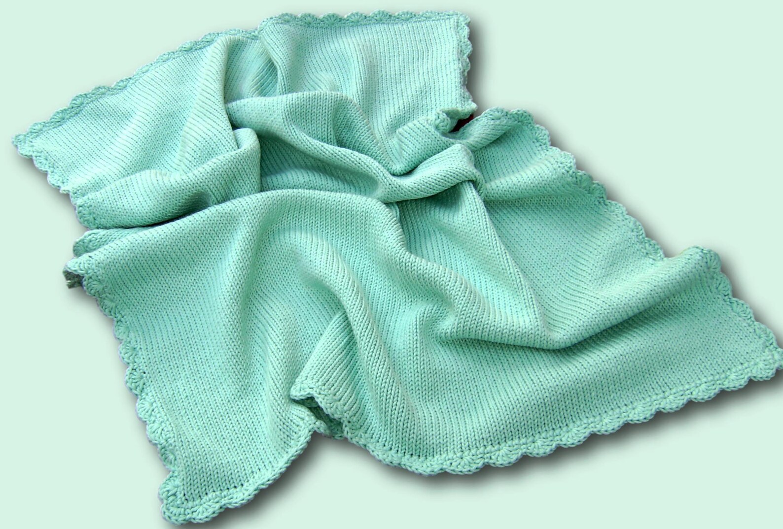 Beautyful Baby Blanket Light Green Pastell With Cotton Handmade Etsy