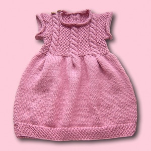 Baby Strickkleid Kleid Gr 62 68 altrosa mit Zopmuster neu handmade baby girls dress for 3 6 month pink lovely knittet Bild 1