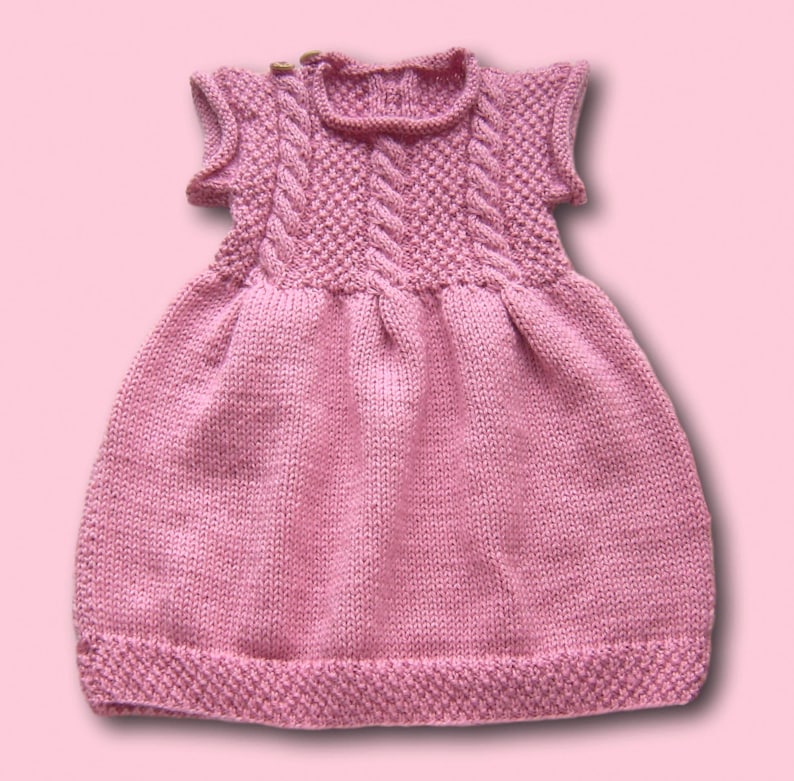 Baby Strickkleid Kleid Gr 62 68 altrosa mit Zopmuster neu handmade baby girls dress for 3 6 month pink lovely knittet Bild 1