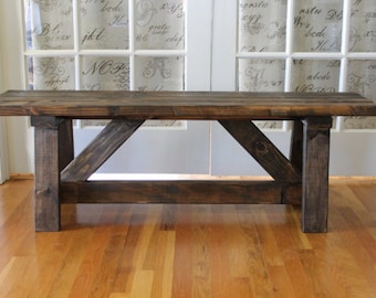 Handmade Wooden Bench/Rustic Bench Customize w/Your Choice of Color